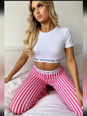 PrettyLittleThing Pink Striped Pajama Set – Size 4 – NWT – $50+ Retail